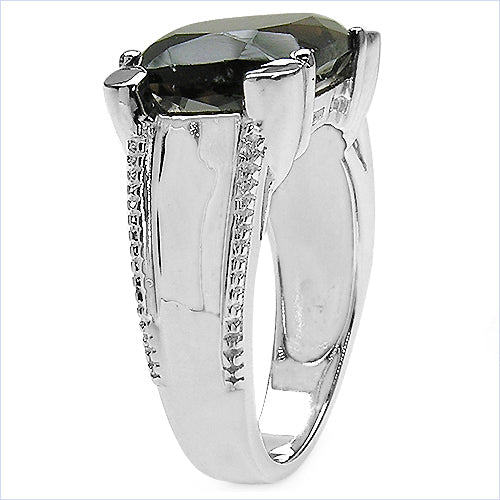 5.48 Carat Genuine Smoky Quartz .925 Sterling Silver Ring