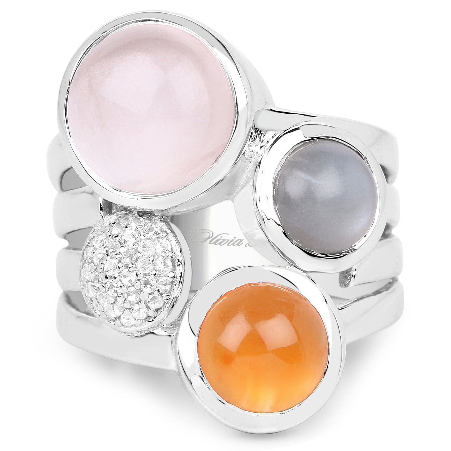 5.96 Carat Genuine Multi Stone .925 Sterling Silver Ring
