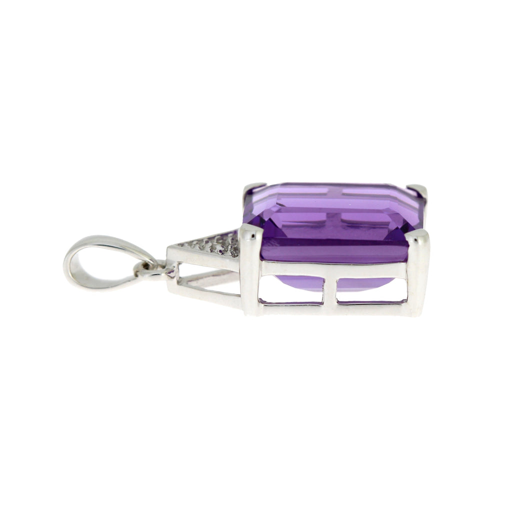 Amethyst Diamond Fashion Pendants 10KT White Gold
