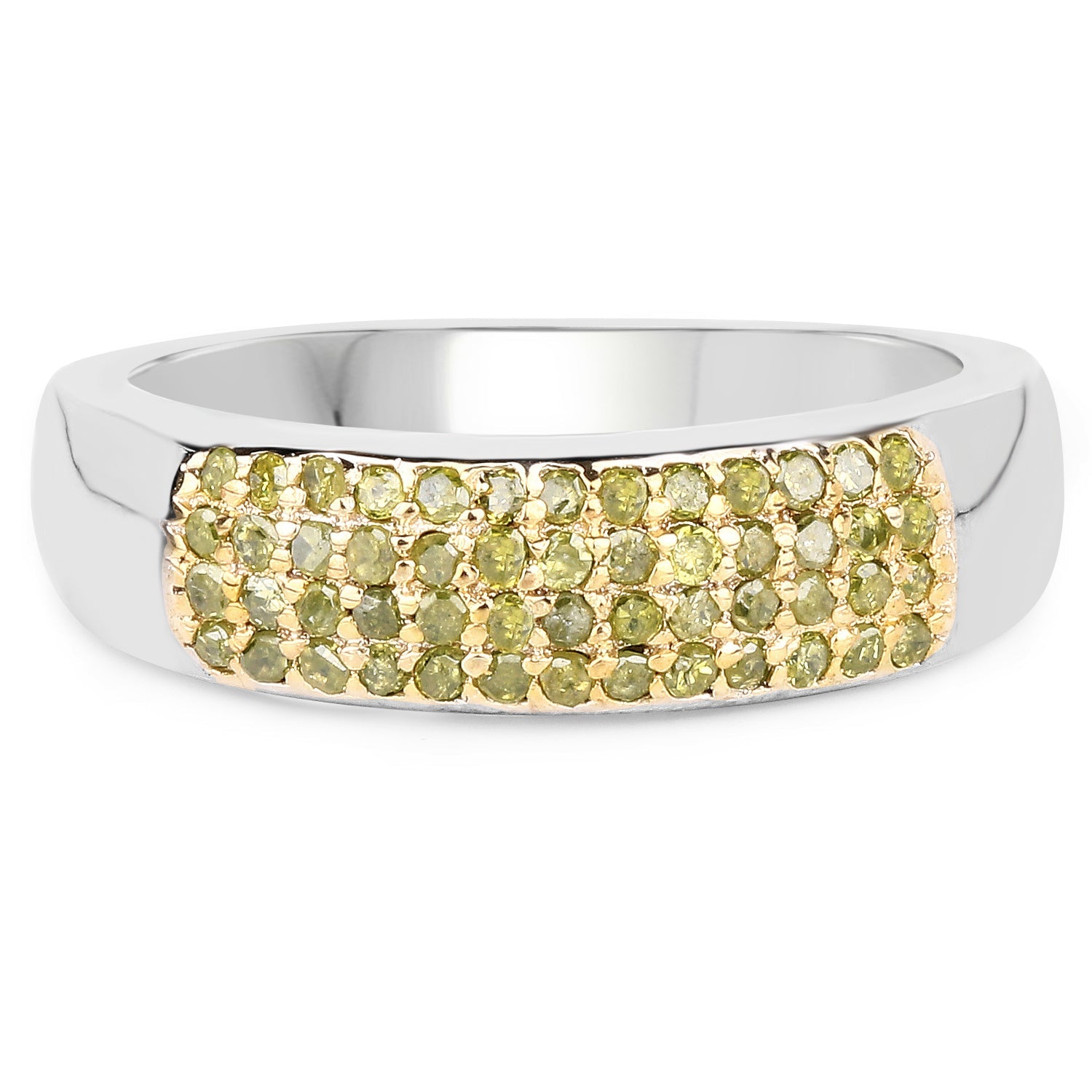 0.22 Carat Genuine Yellow Diamond .925 Sterling Silver Ring