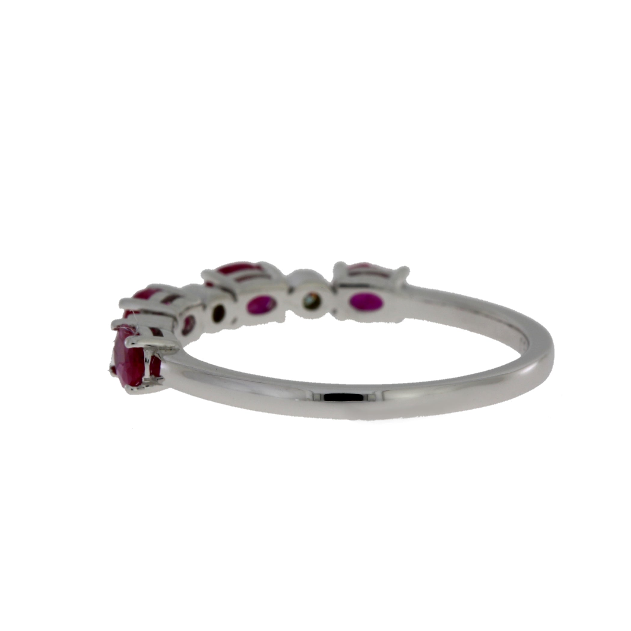 1.08ct Ruby Diamond Fashion band rings 14KT White Gold
