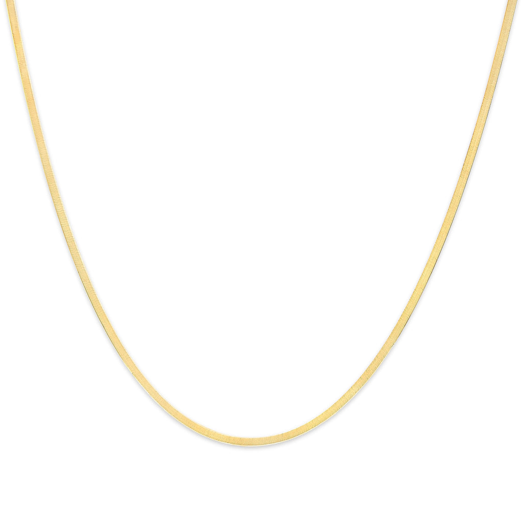 Unisex Solid 14K Yellow Gold 2.8mm Imperial Herringbone Chain Necklace - 18" Inches