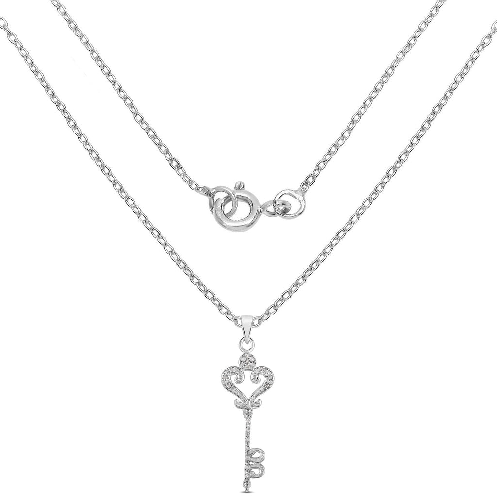 0.10 Carat Genuine White Diamond .925 Sterling Silver Pendant