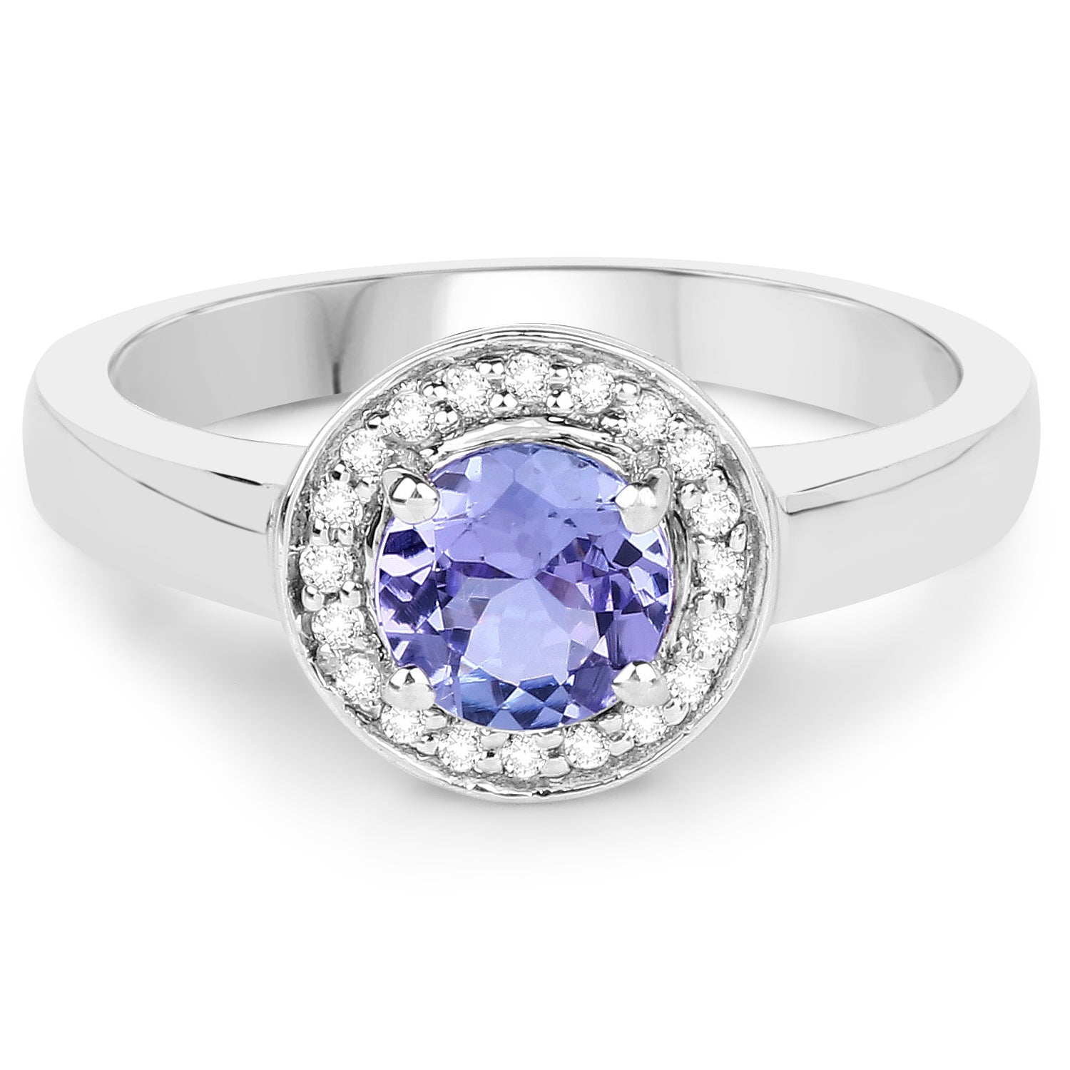 1.05 Carat Genuine Tanzanite and White Topaz .925 Sterling Silver Ring