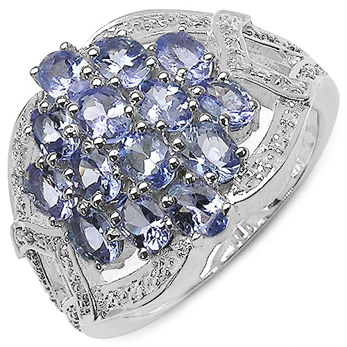 2.38 Carat Genuine Tanzanite .925 Sterling Silver Ring