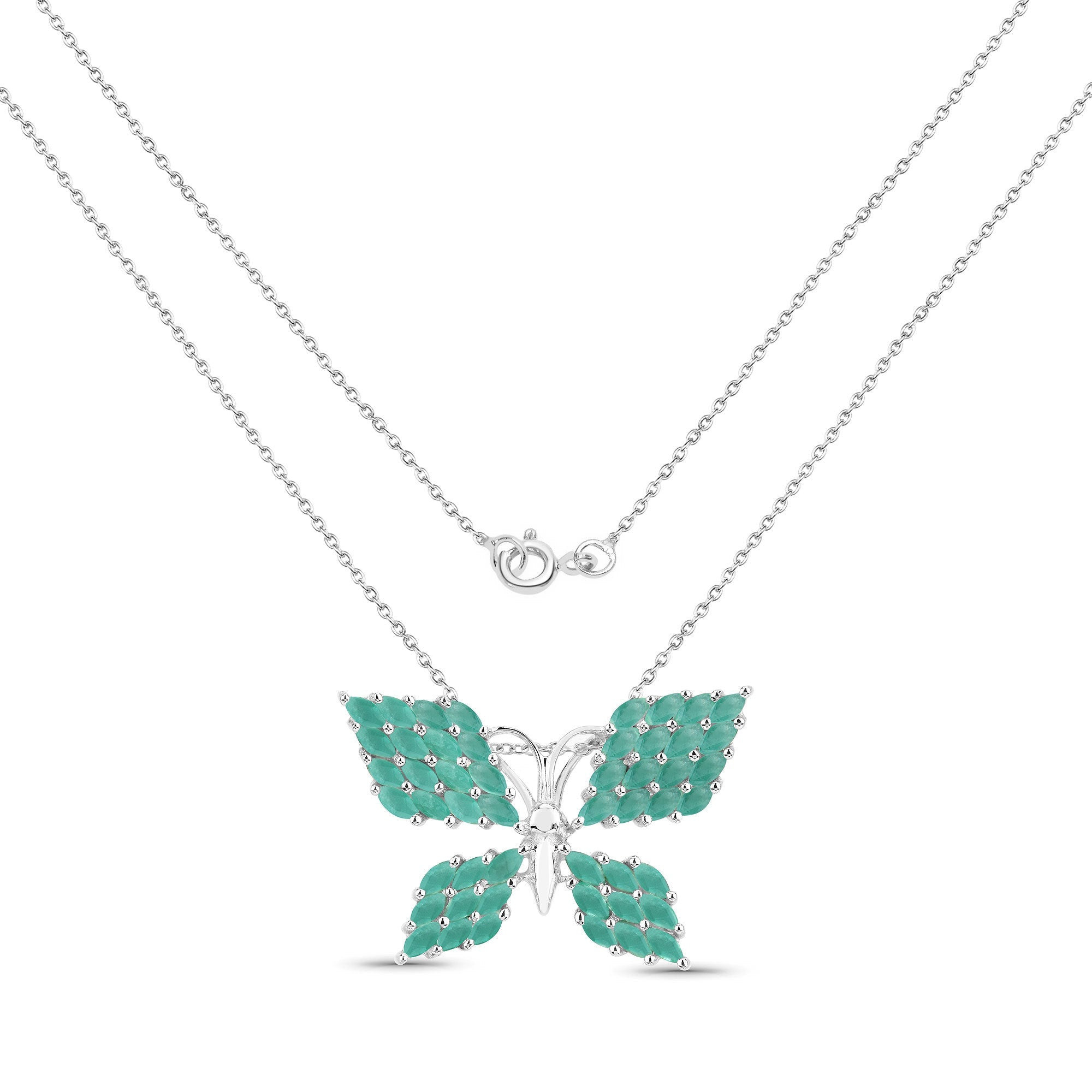 3.12 Carat Genuine Emerald .925 Sterling Silver Pendant