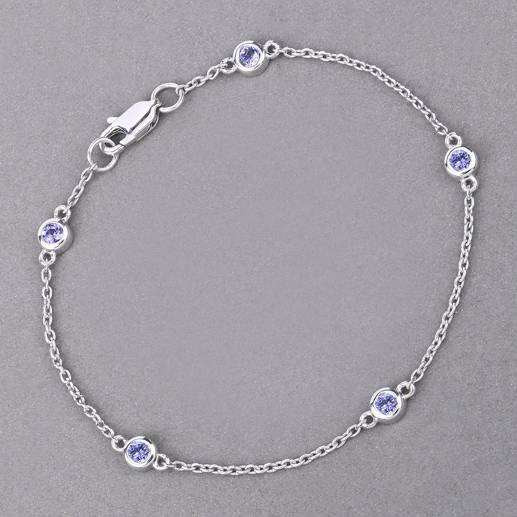 0.50 Carat Genuine Tanzanite .925 Sterling Silver Bracelet