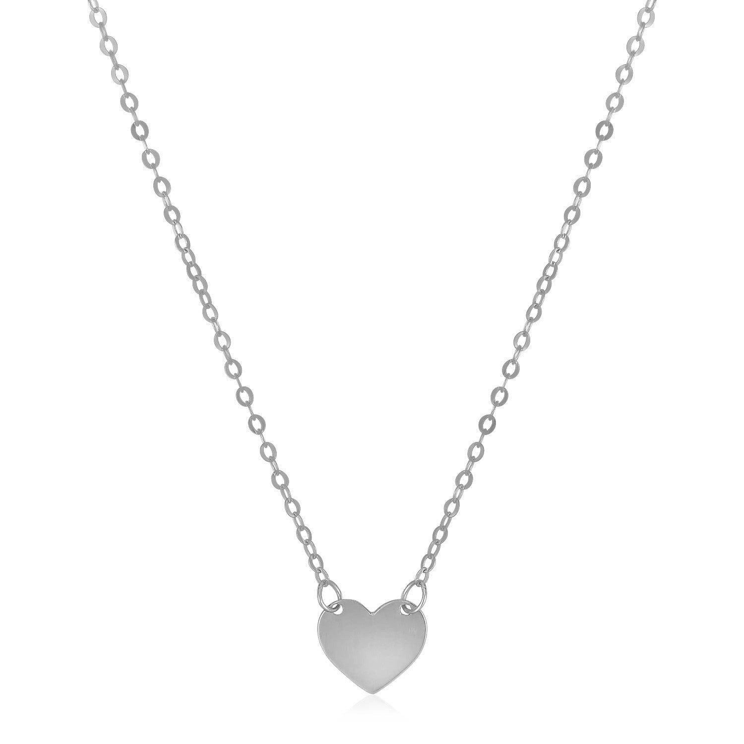 14k White Gold Polished Mini Heart Necklace