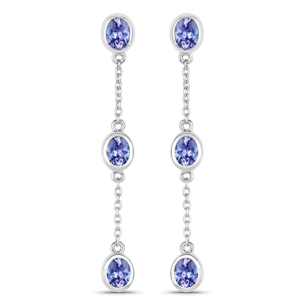 1.98 Carat Genuine Tanzanite .925 Sterling Silver Earrings