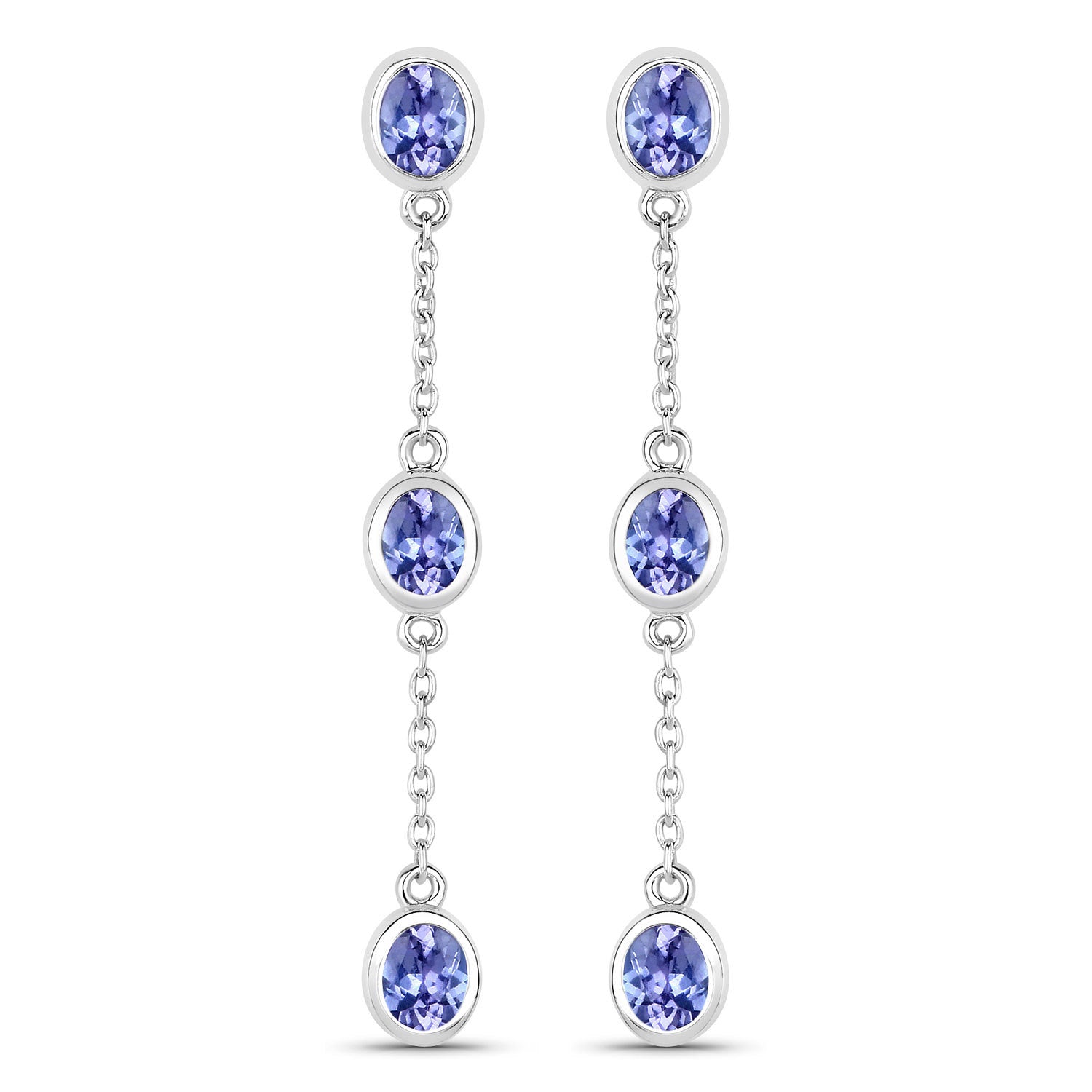 1.98 Carat Genuine Tanzanite .925 Sterling Silver Earrings