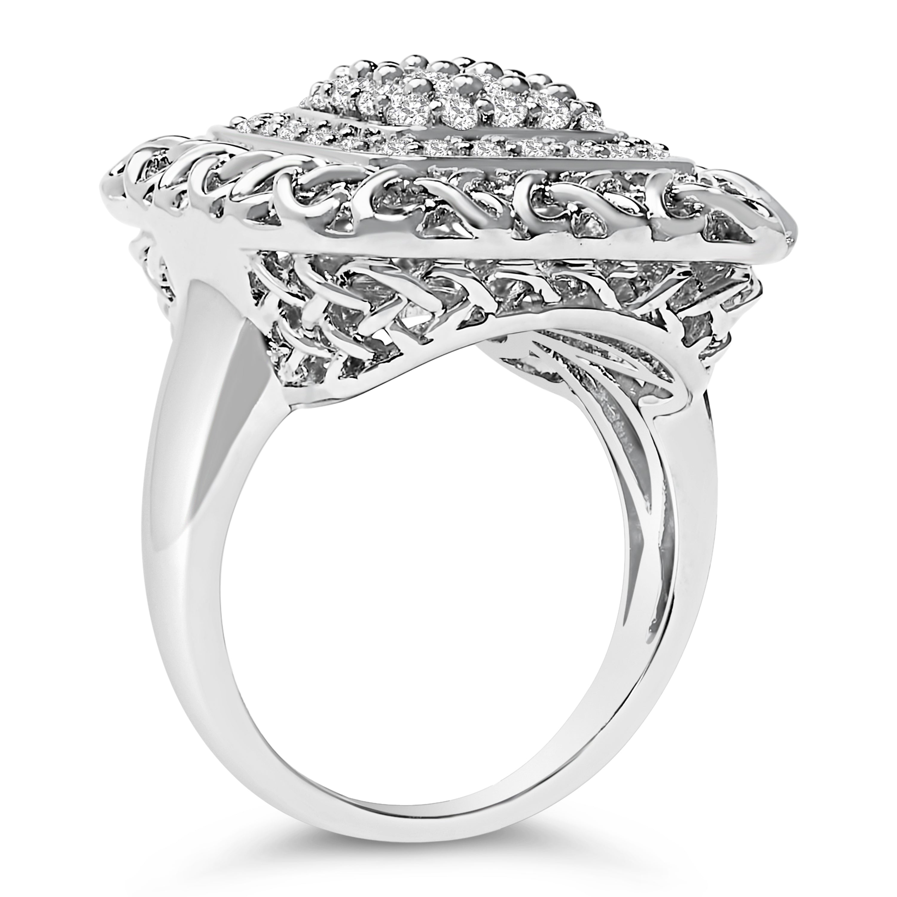 Sterling Silver 1.0 Cttw Diamond Celtic Knot Cocktail Ring