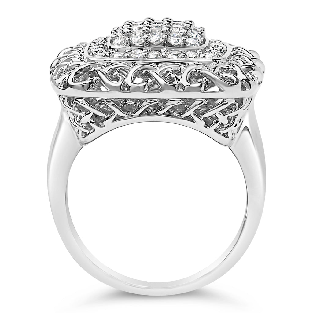 Sterling Silver 1.0 Cttw Diamond Celtic Knot Cocktail Ring