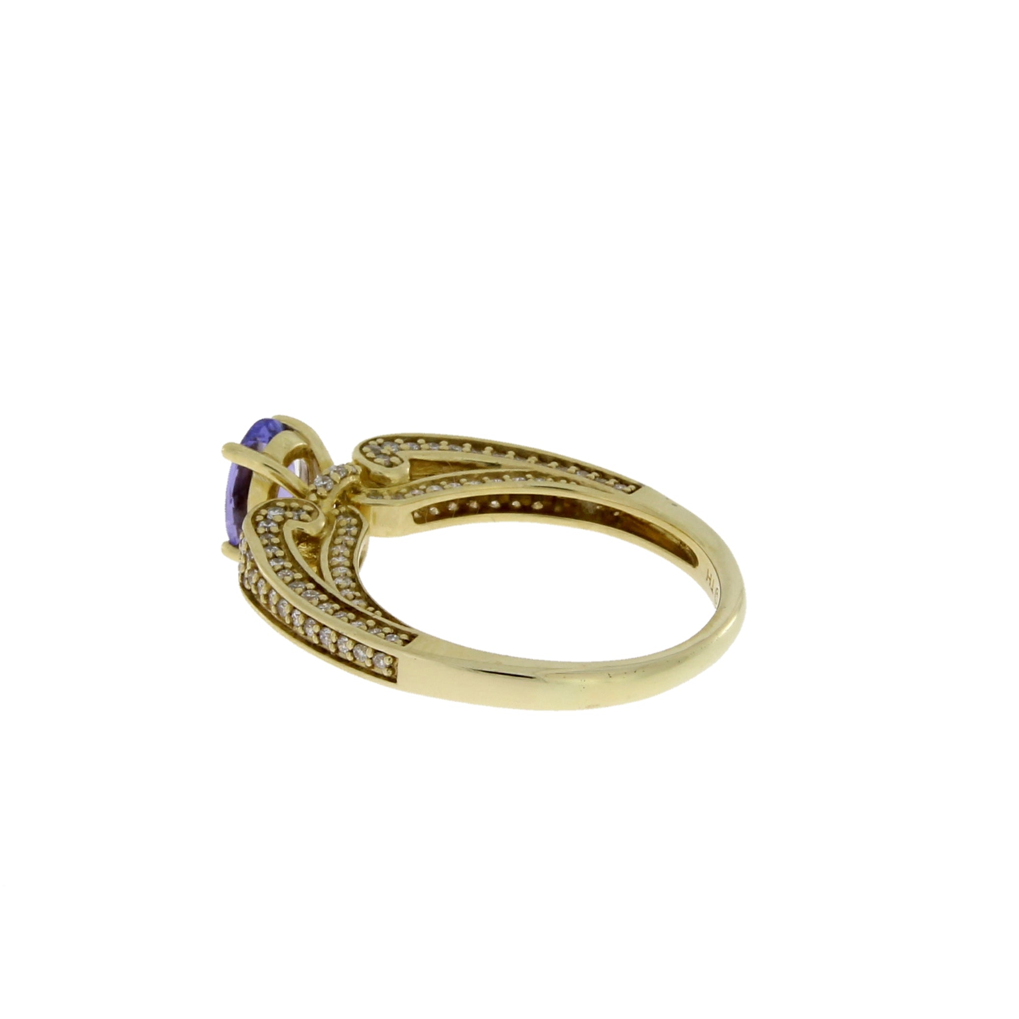 1.45ct Tanzanite Diamond Eng Only 14KT Yellow Gold