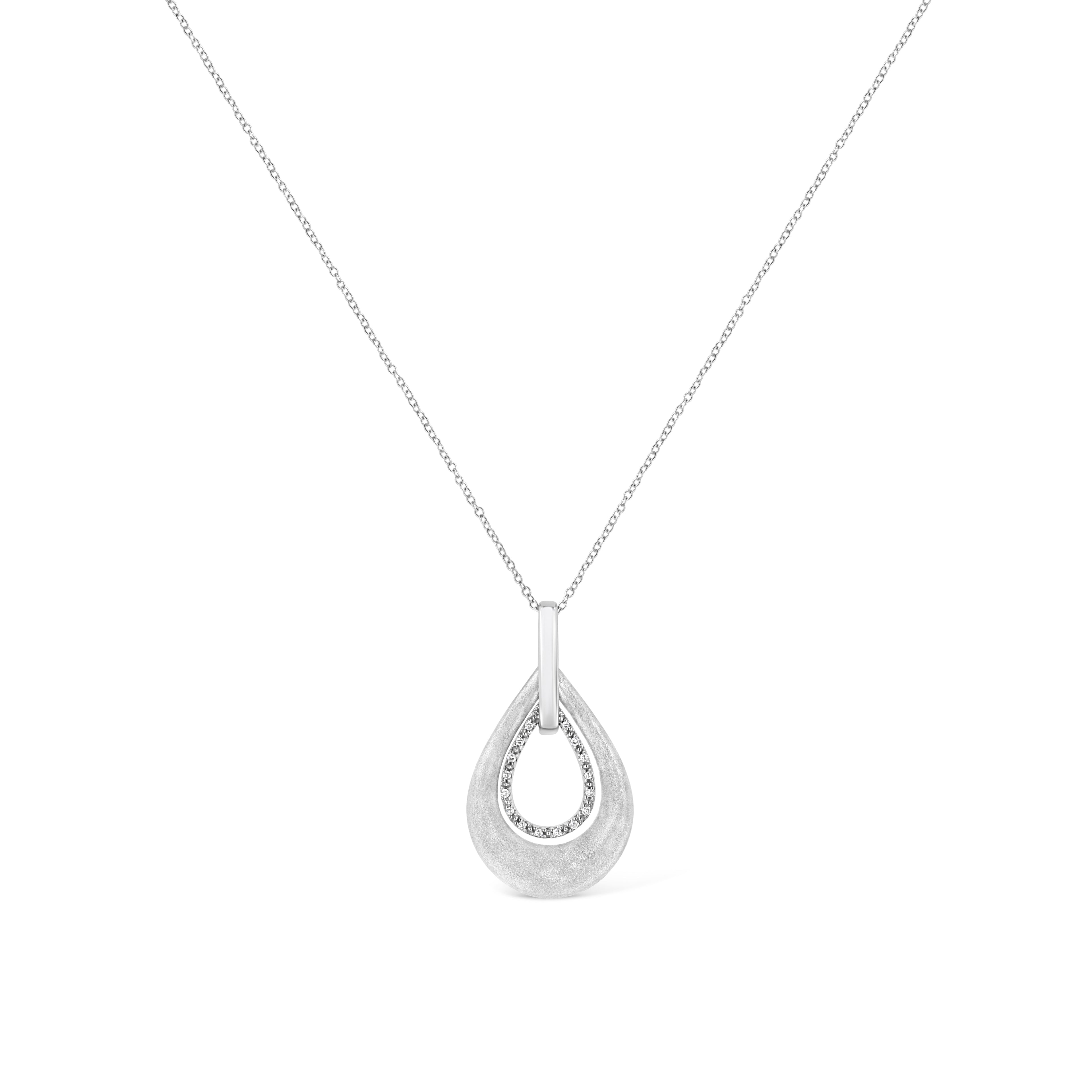 .925 Sterling Silver Prong-Set Diamond Accent Fashion Double Drop Design 18" Pendant Necklace (I-J Color, I1-I2 Clarity)