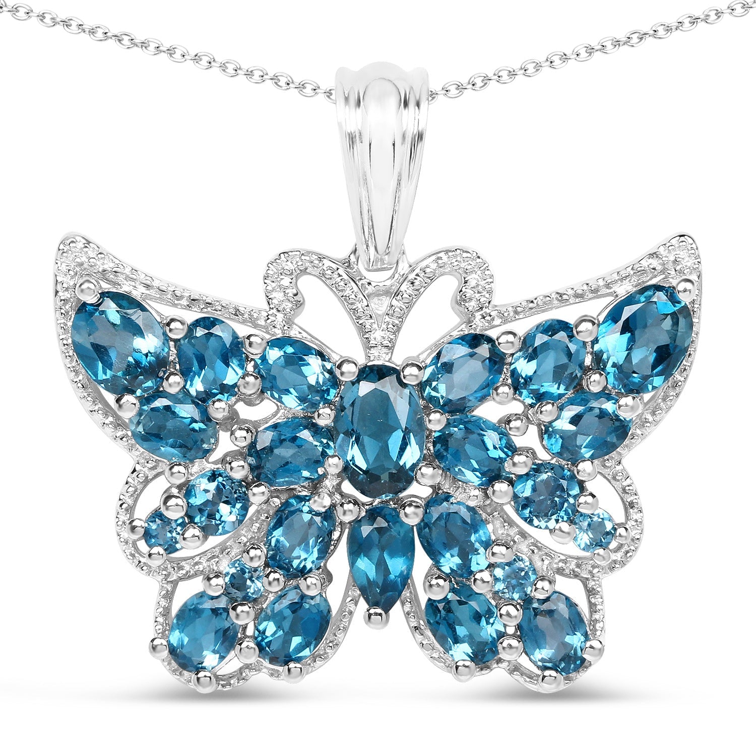 4.81 Carat Genuine London Blue Topaz .925 Sterling Silver Pendant