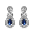 .925 Sterling Silver 4.5 x 3mm Pear Sapphire Gemstone and Diamond Accent Infinity Drop Stud Earrings (H-I Color, SI1-SI2 Clarity)