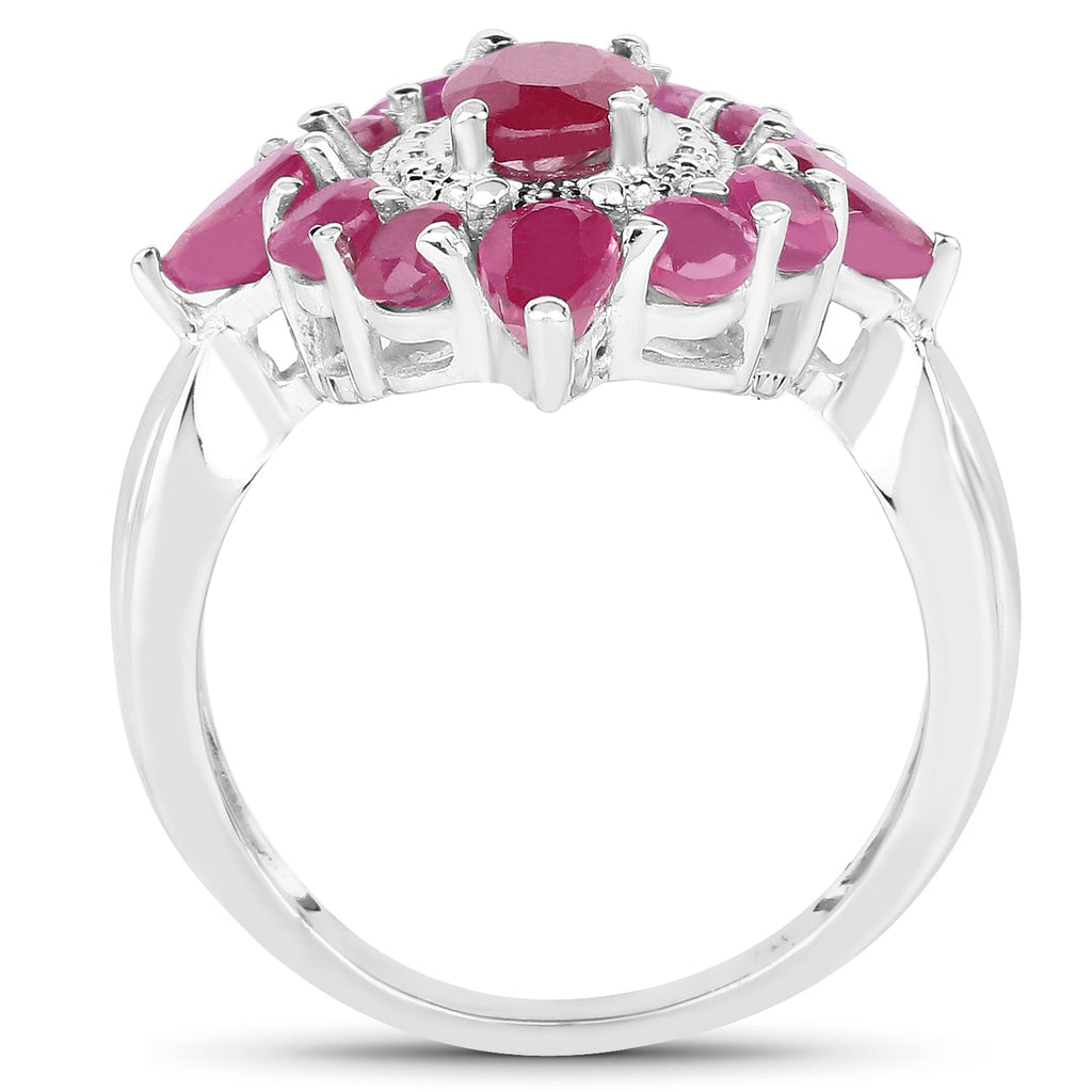 3.04 Carat Glass Filled Ruby .925 Sterling Silver Ring