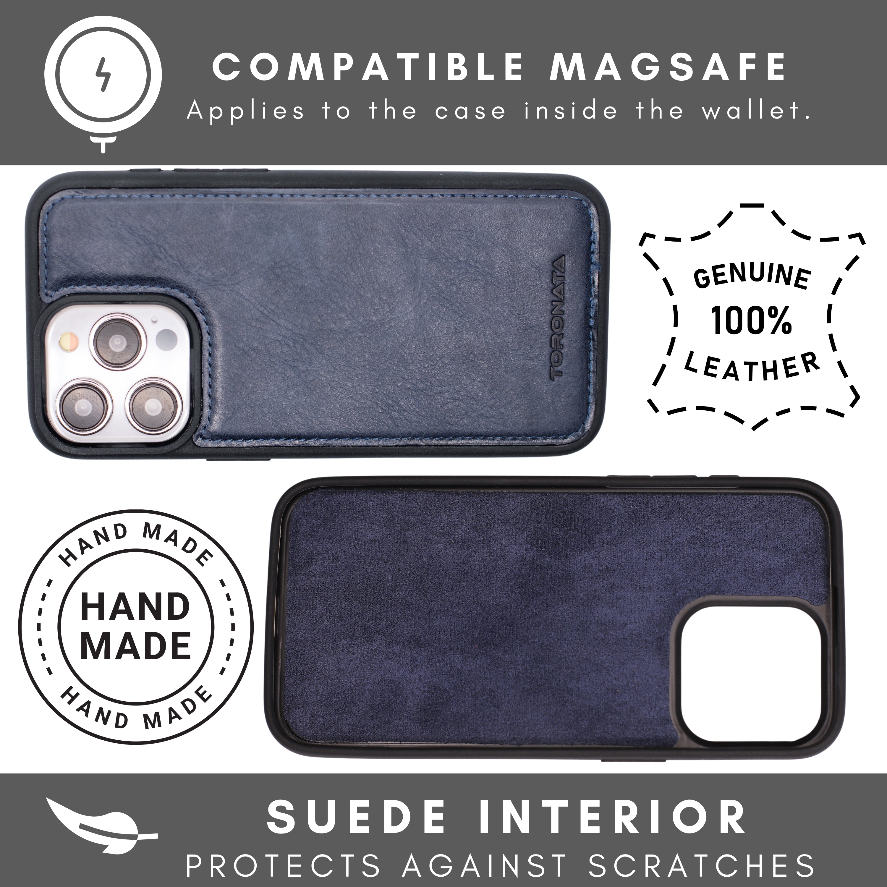 Vegas Premium Leather iPhone 15 Pro Max Wallet Case with MagSafe | Detachable RFID Blocking Luxury Wallet