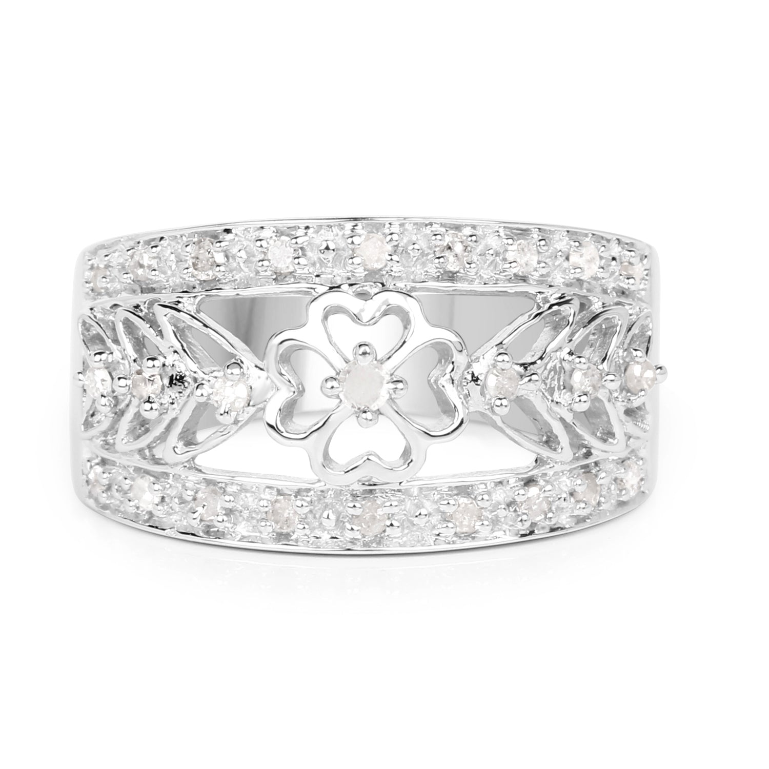 0.31 Carat Genuine White Diamond .925 Sterling Silver Ring