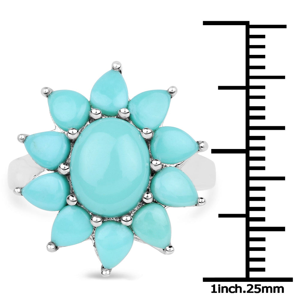 5.20 Carat Genuine Turquoise .925 Sterling Silver Ring