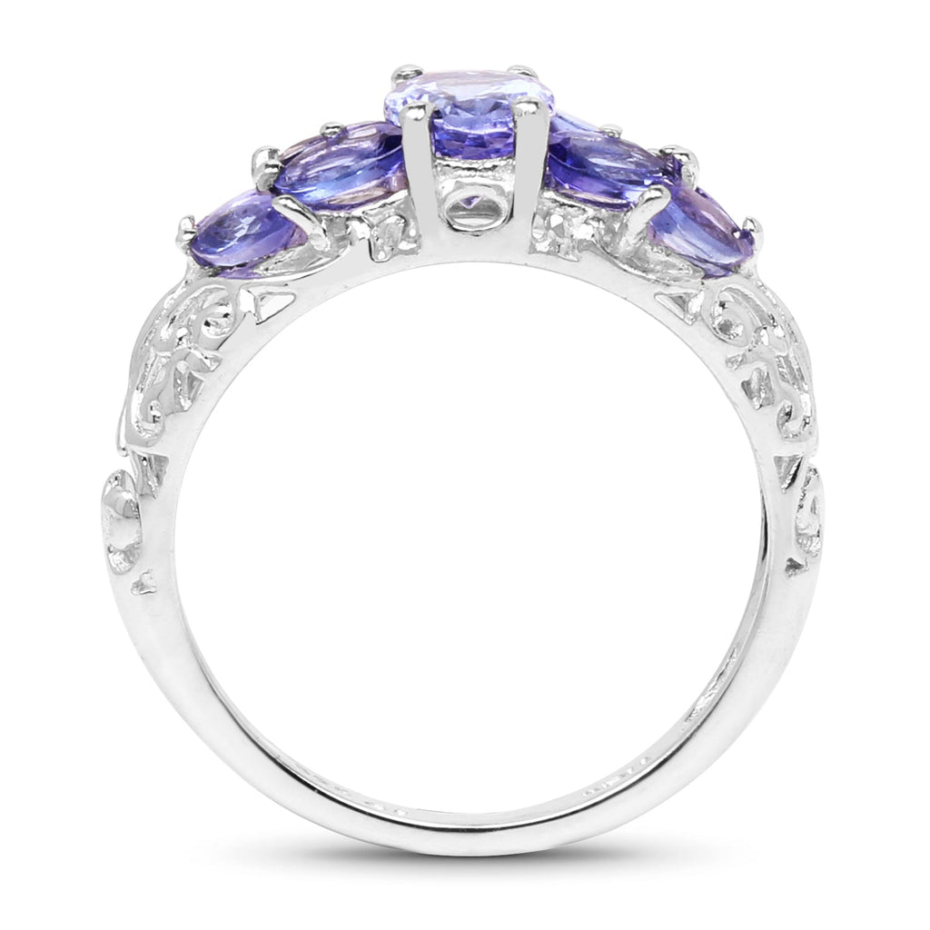 1.63 Carat Genuine Tanzanite .925 Sterling Silver Ring