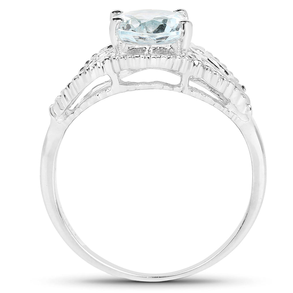 1.50 Carat Genuine Aquamarine .925 Sterling Silver Ring