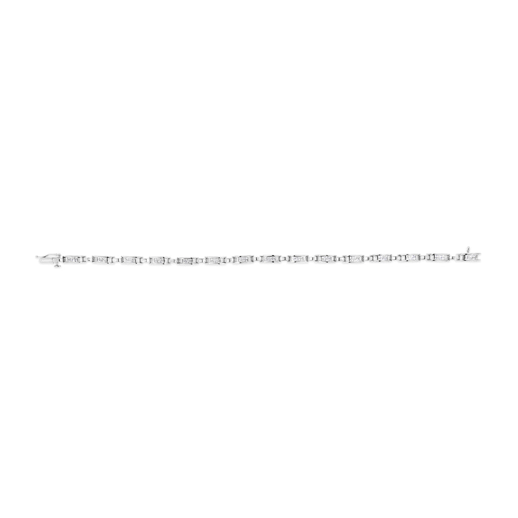 14K White Gold 1.00 Cttw Princess-Cut Diamond Link Bracelet (I-J Color, I1-I2 Clarity) - Size 7.25