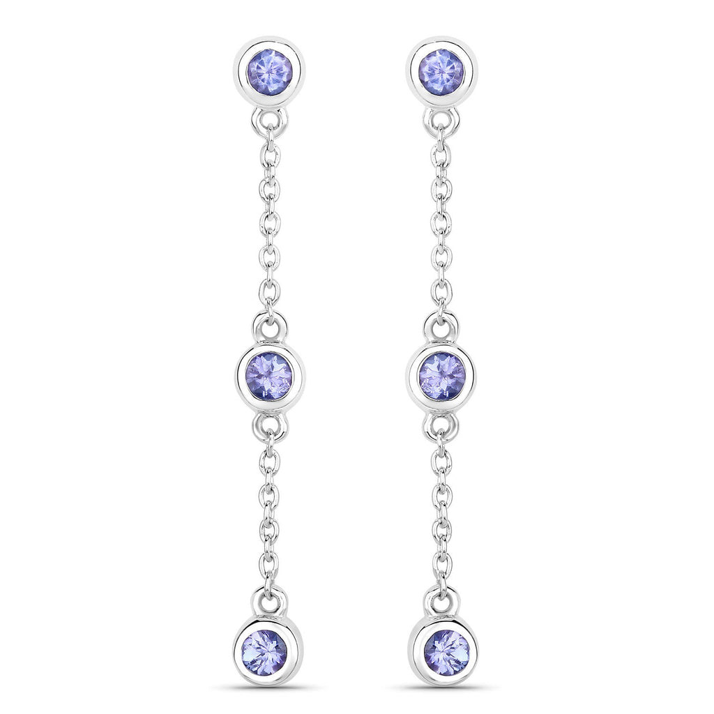 0.60 Carat Genuine Tanzanite .925 Sterling Silver Earrings