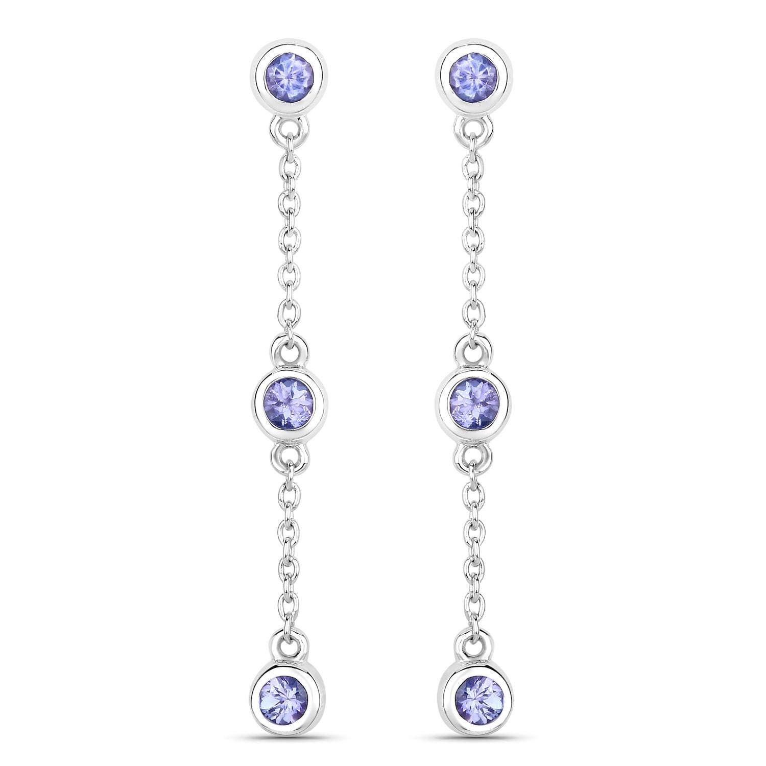 0.60 Carat Genuine Tanzanite .925 Sterling Silver Earrings