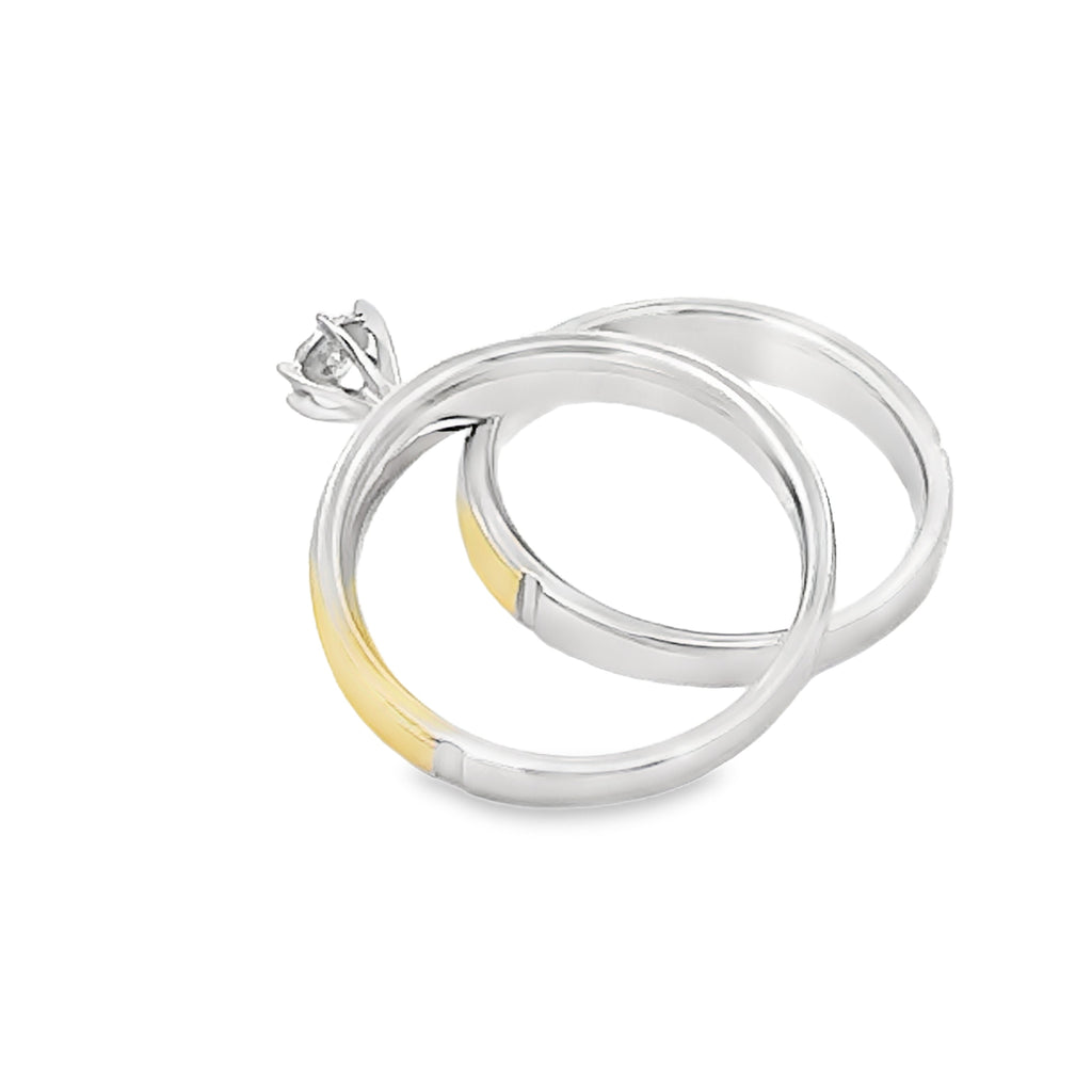 Diamond Engagement Ring Set Sterling Silver 14KT Gold