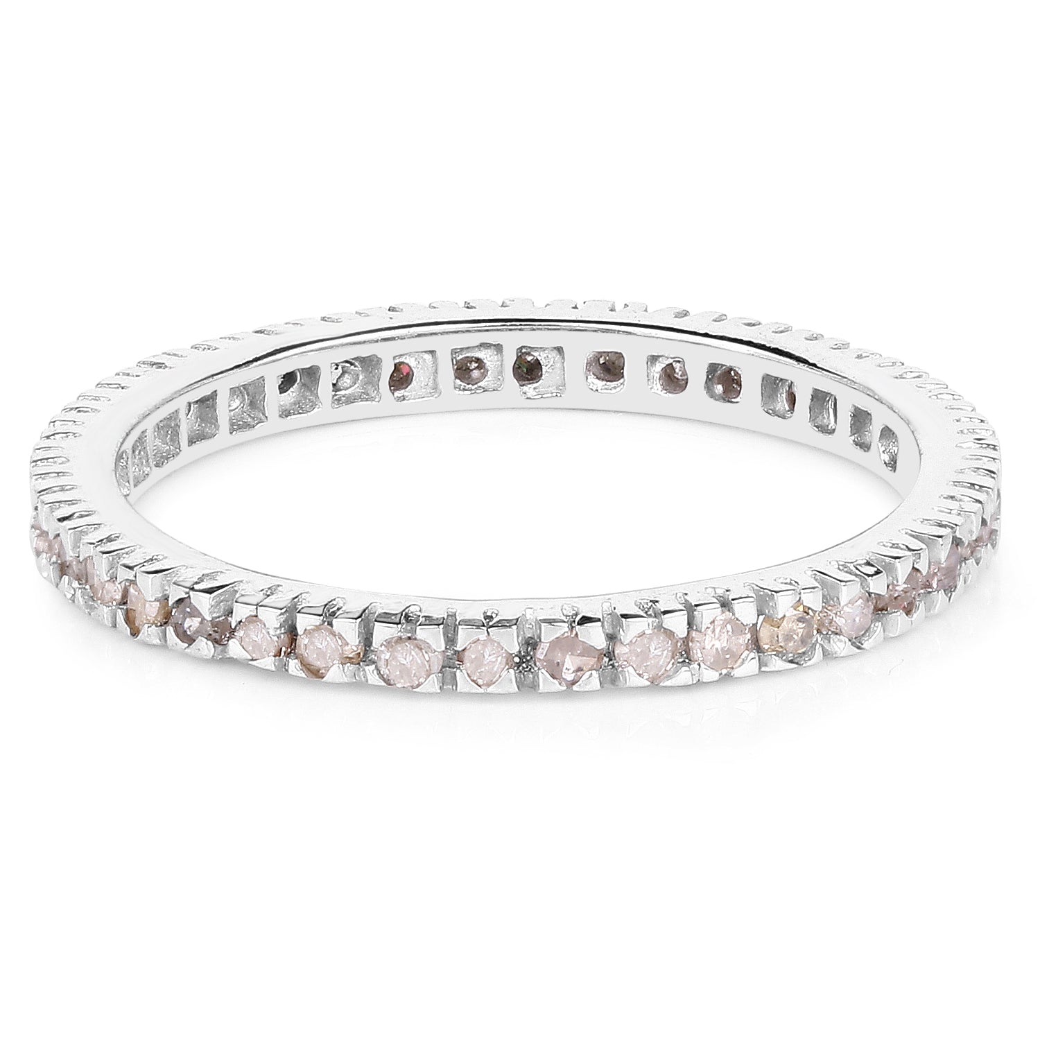0.57 Carat Genuine Champagne Diamond .925 Sterling Silver Ring