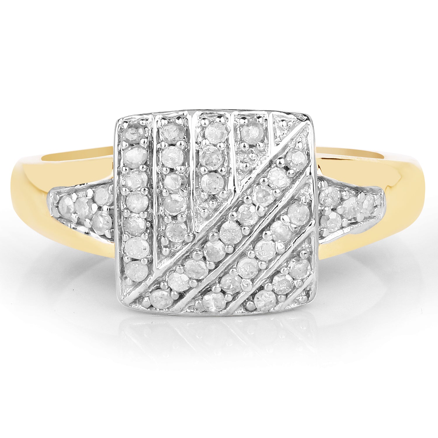 14K Yellow Gold Plated 0.23 Carat Genuine White Diamond .925 Sterling Silver Ring