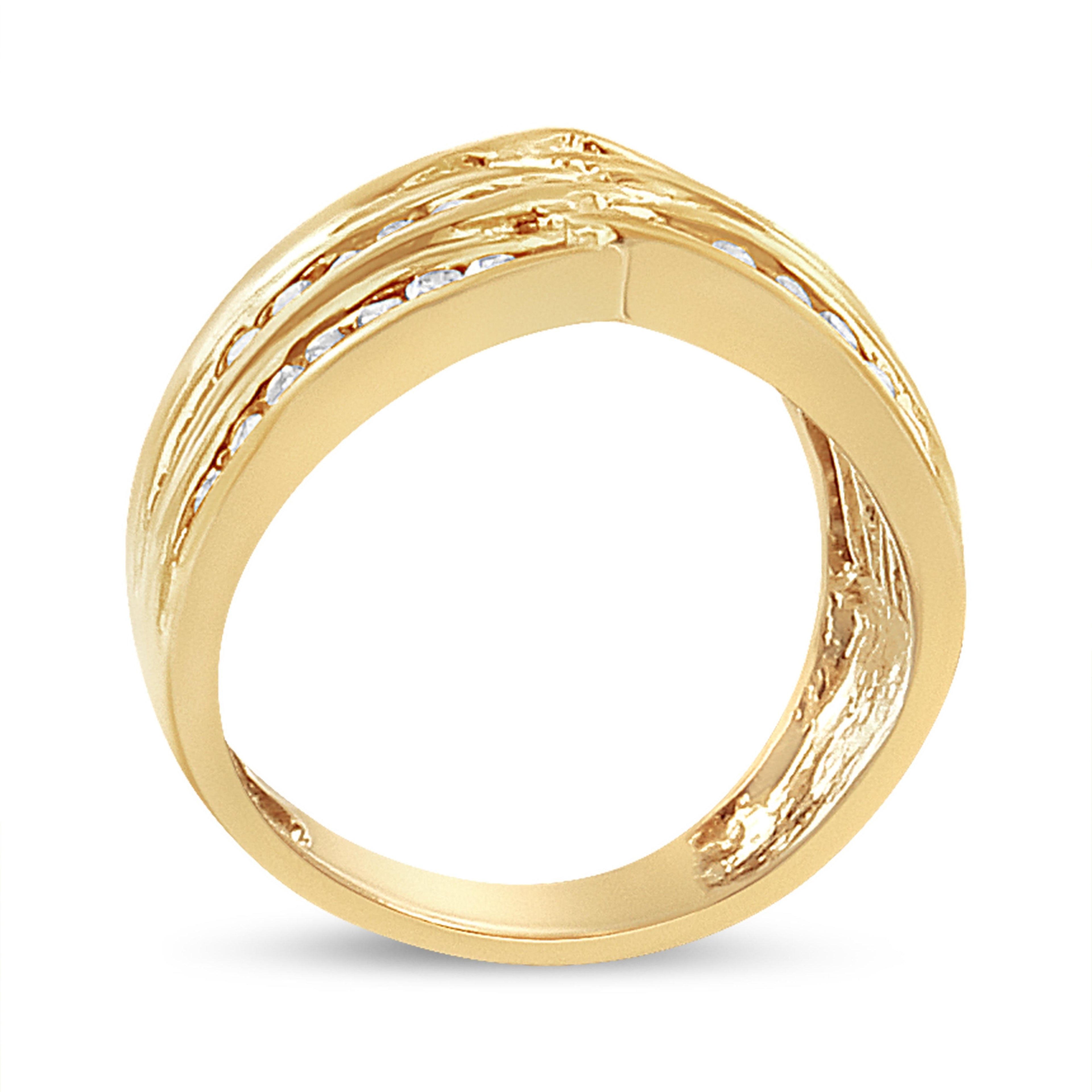 10K Yellow Gold Plated .925 Sterling Silver 1 1/2 Cttw Diamond Channel Band (Champagne Color, I2-I3 Clarity) Ring Size 7