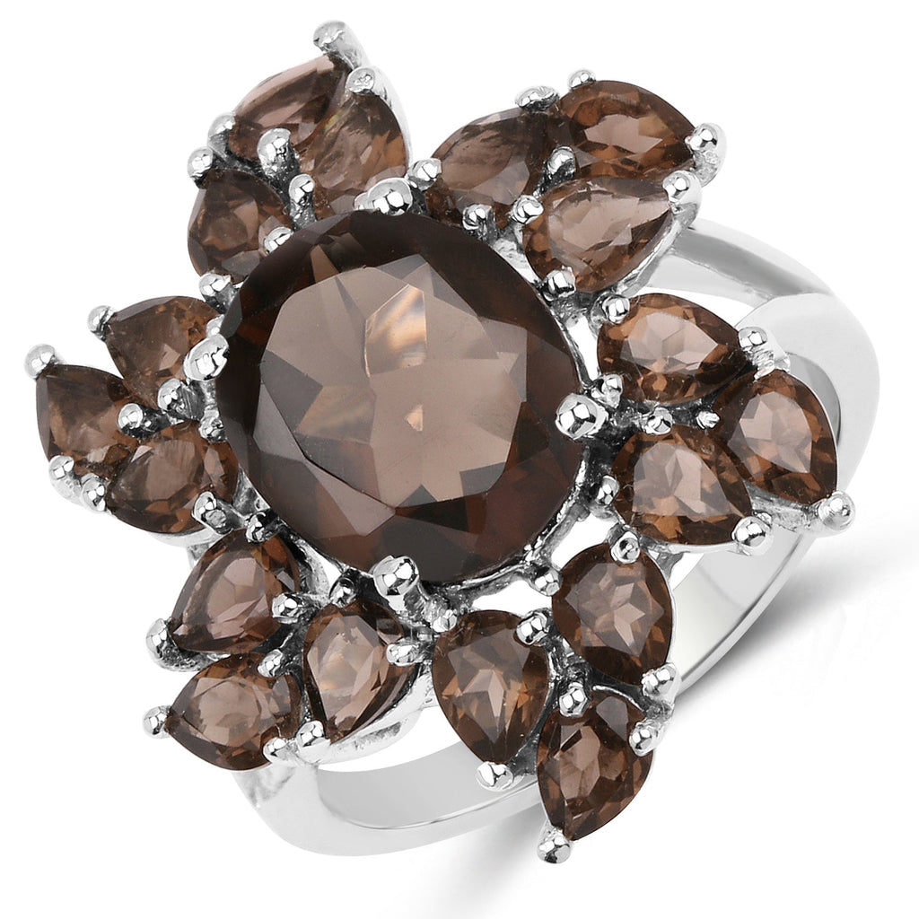 5.69 Carat Genuine Smoky Quartz .925 Sterling Silver Ring