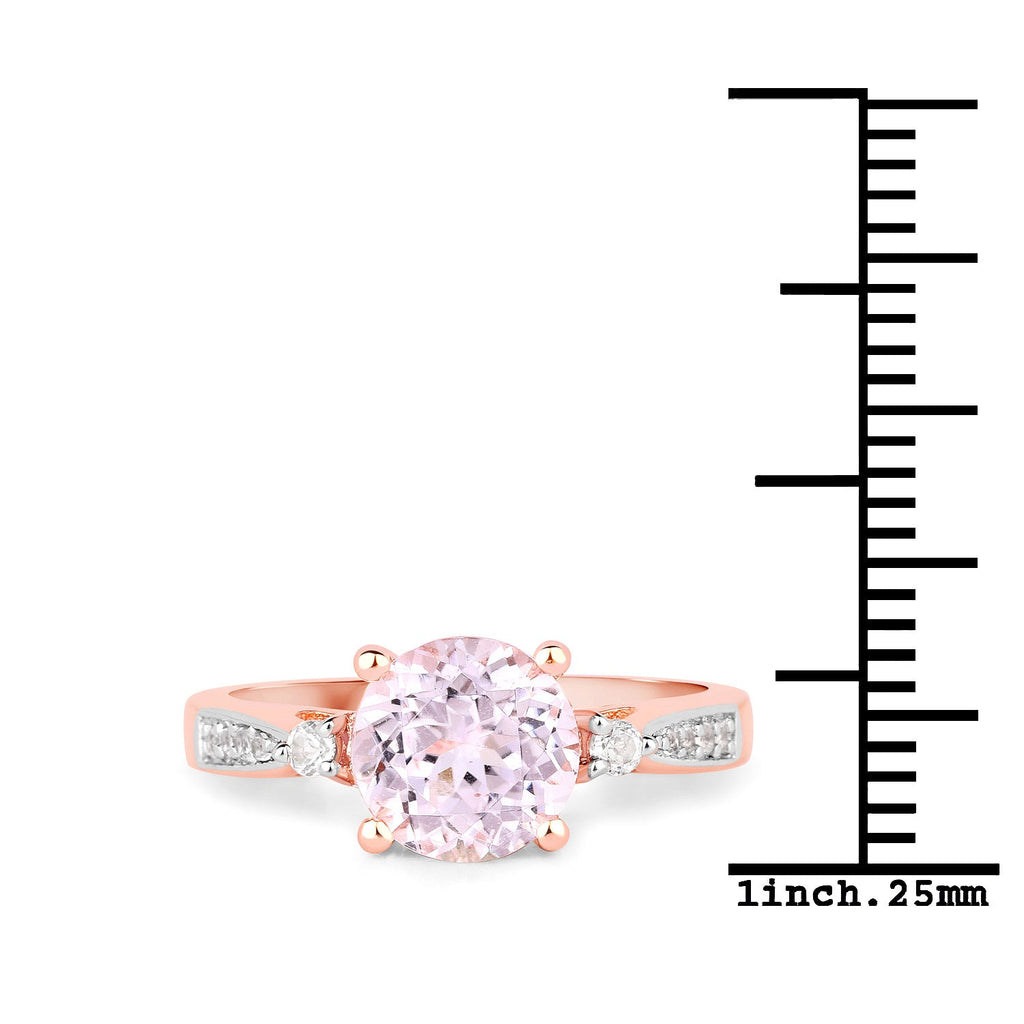 2.73 Carat Genuine Kunzite and White Topaz .925 Sterling Silver Ring