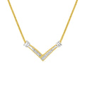 14K Yellow and White Gold 1/4 Cttw Princess Cut Diamond Channel-Set â€œVâ€ Shape 18" Pendant Necklace (H-I Color, SI2-I1 Clarity)
