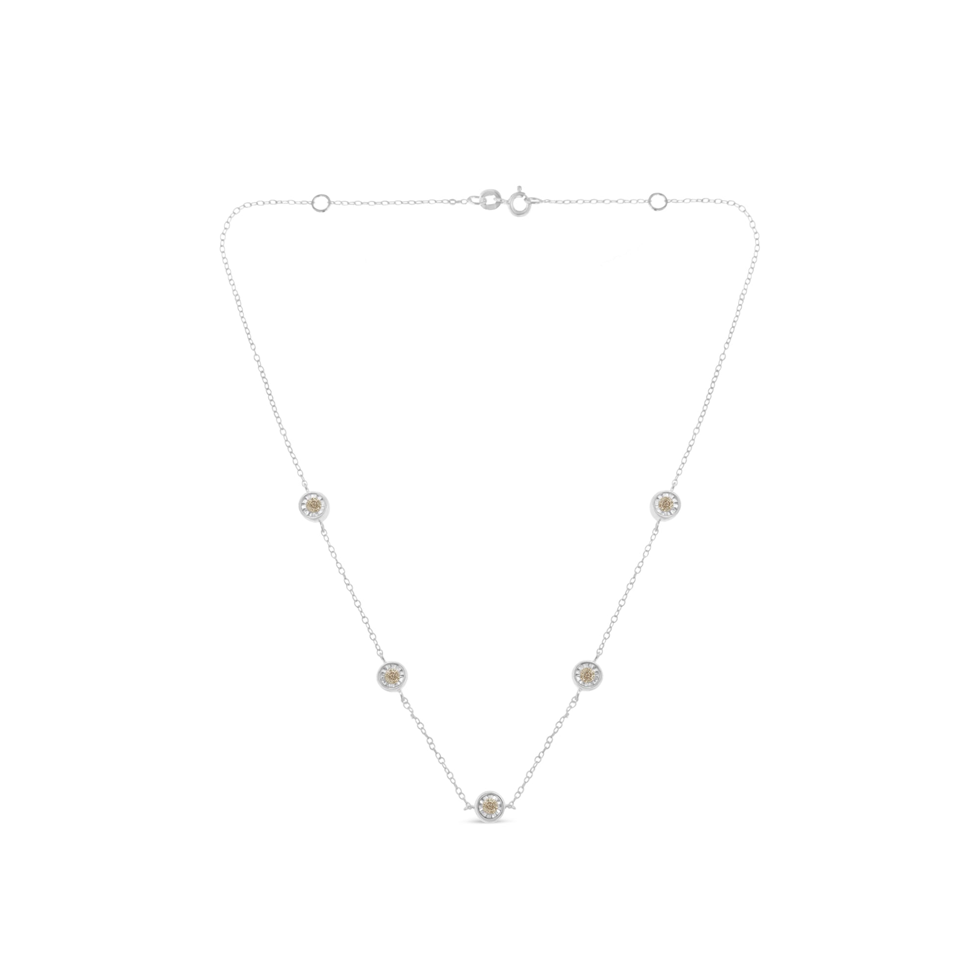 Sterling Silver Diamond Station Necklace (1/2 cttw, I-J Color, I1-I2 Clarity)