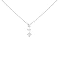 10K White Gold 1/5 Cttw Princess Cut Diamond 3 Stone Drop 18" Pendant Necklace (H-I Color, SI2-I1 Clarity)
