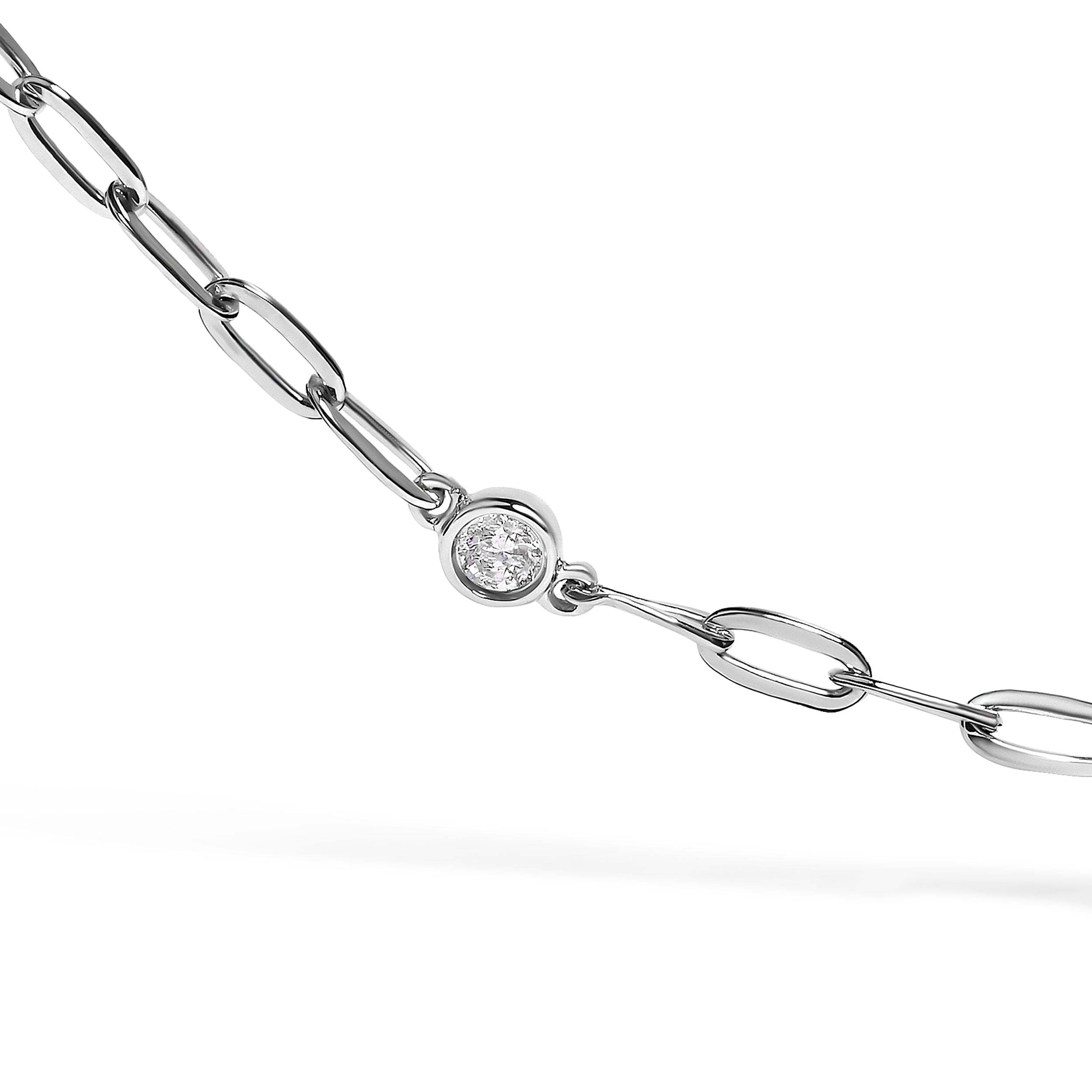 14K White Gold Bezel Set 1.00 Cttw Diamond 11 Station Necklace