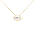 14K Yellow Gold Plated Silver 1/4 Cttw Diamond "Boss" Pendant Necklace - 18 Inch