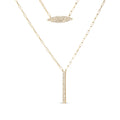 14K Yellow Gold 3/8 Cttw Two-Strand Marquise and Bar Charm Paper Clip Link Pendant Necklace  (I-J Color, I1-I2 Clarity) -18" and 20" Inch Lengths