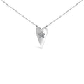 .925 Sterling Silver Diamond Heart with Star Pendant Necklace