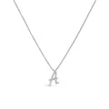 10K White Gold Diamond Accent "A" Initial Script Style Pendant Necklace