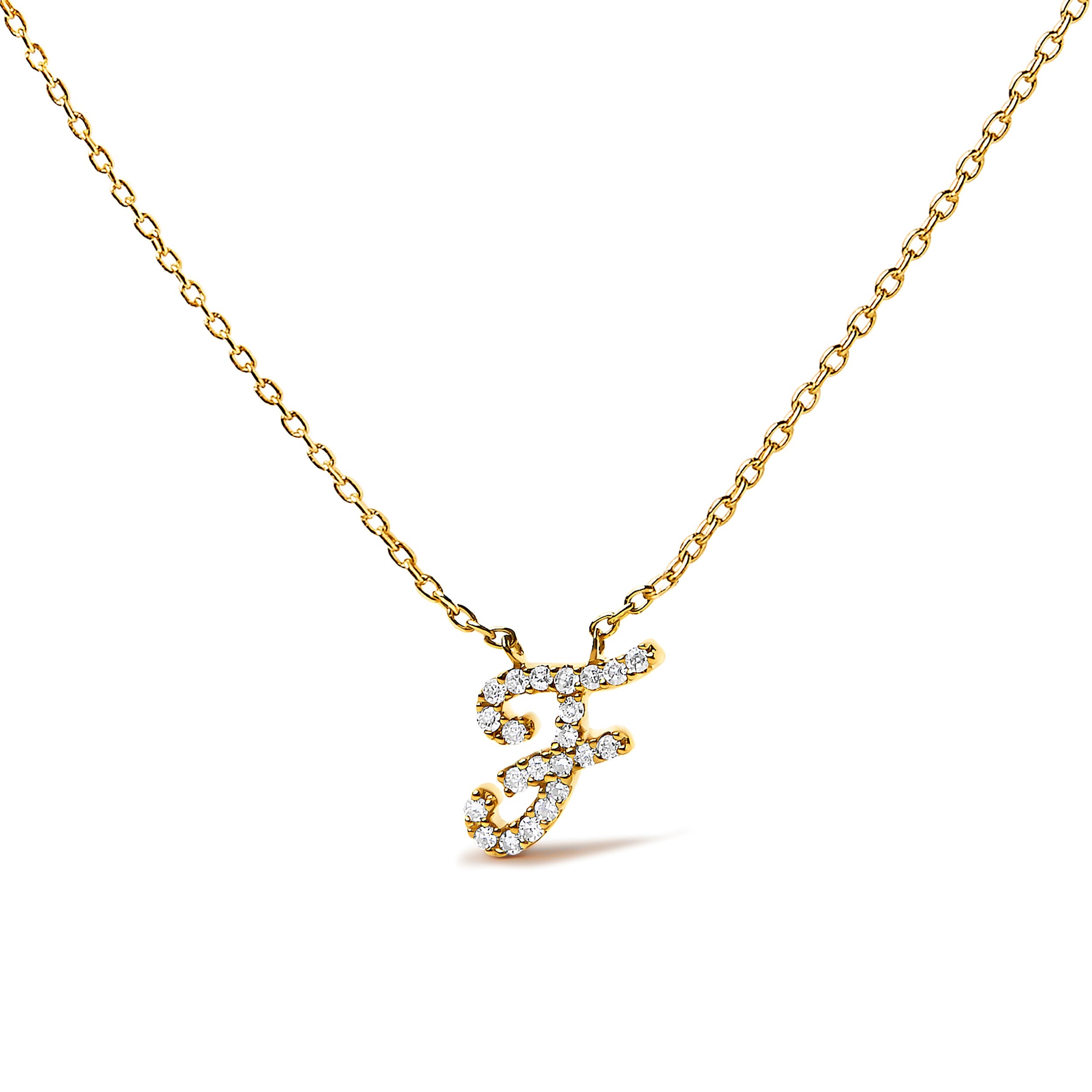 10K White Gold Diamond Accent "A" Initial Script Style Pendant Necklace