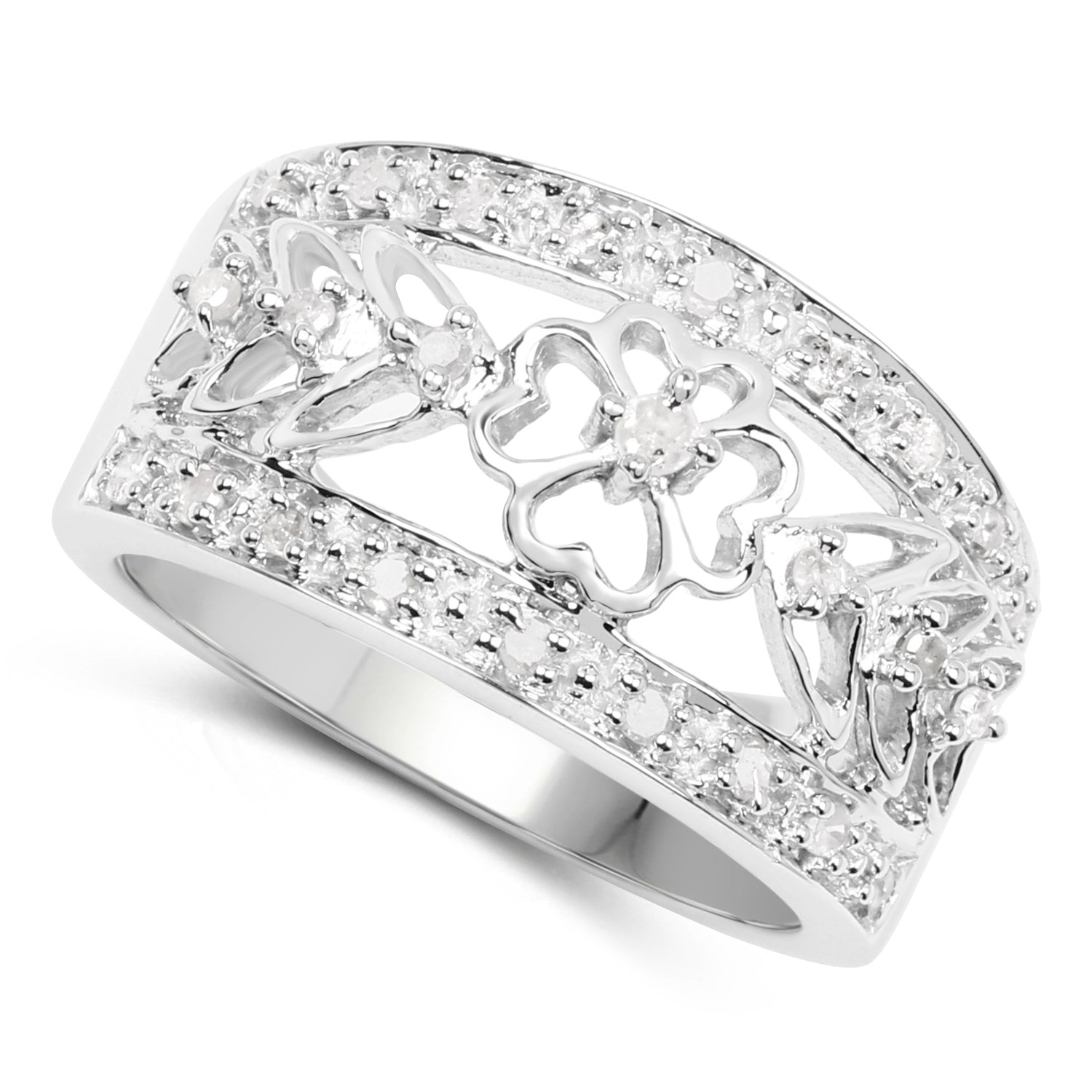 0.31 Carat Genuine White Diamond .925 Sterling Silver Ring