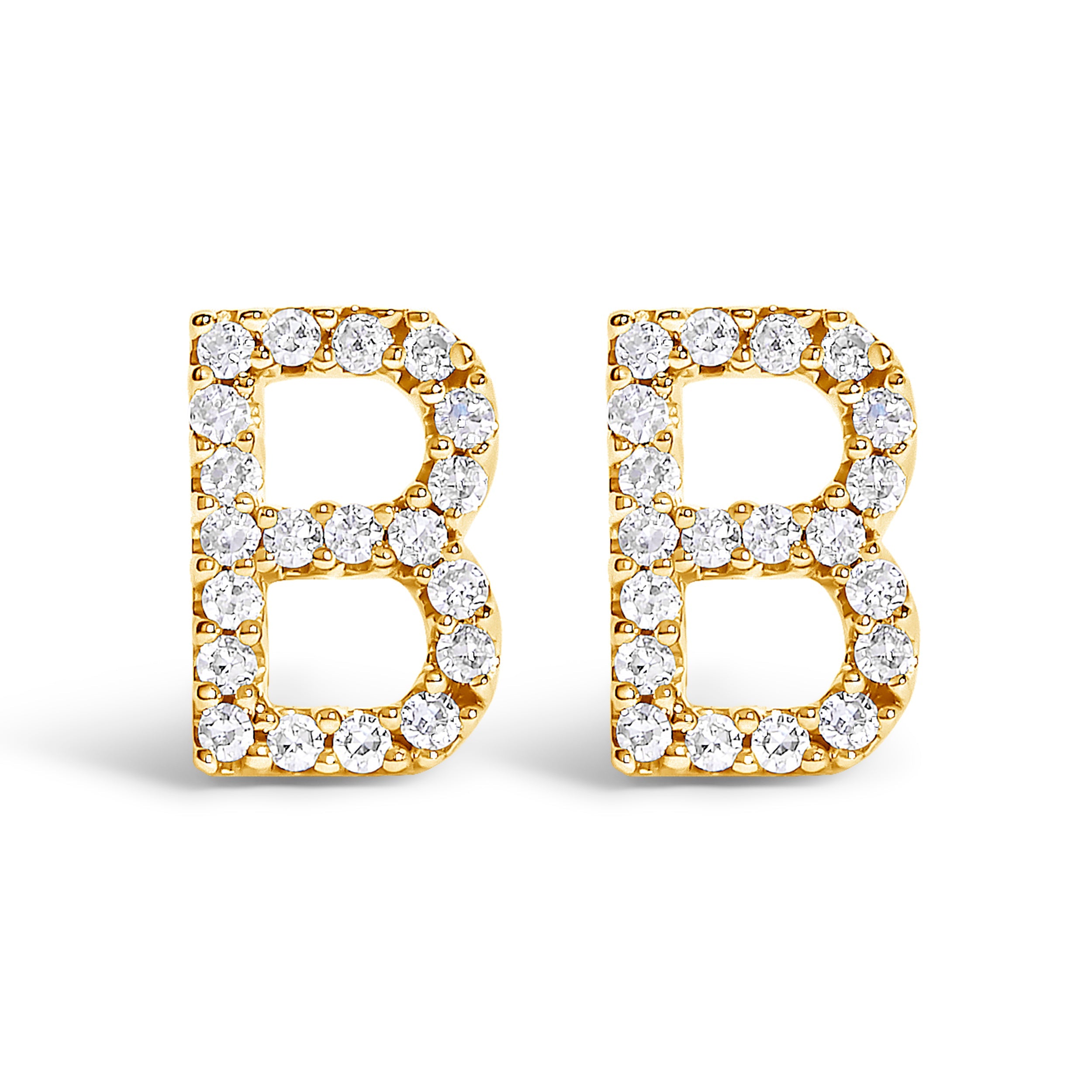 10K White Gold 1/10 Cttw Diamond Initial â€œAâ€ Stud Earring