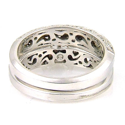 .54ct Antique Style Engagement Ring Set 18KT White Gold