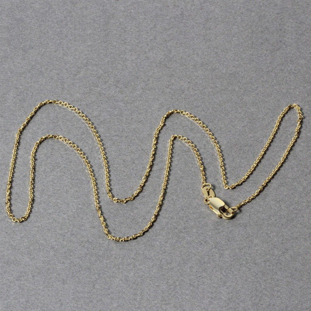 14k Yellow Gold Diamond Cut Cable Link Chain 1.1mm