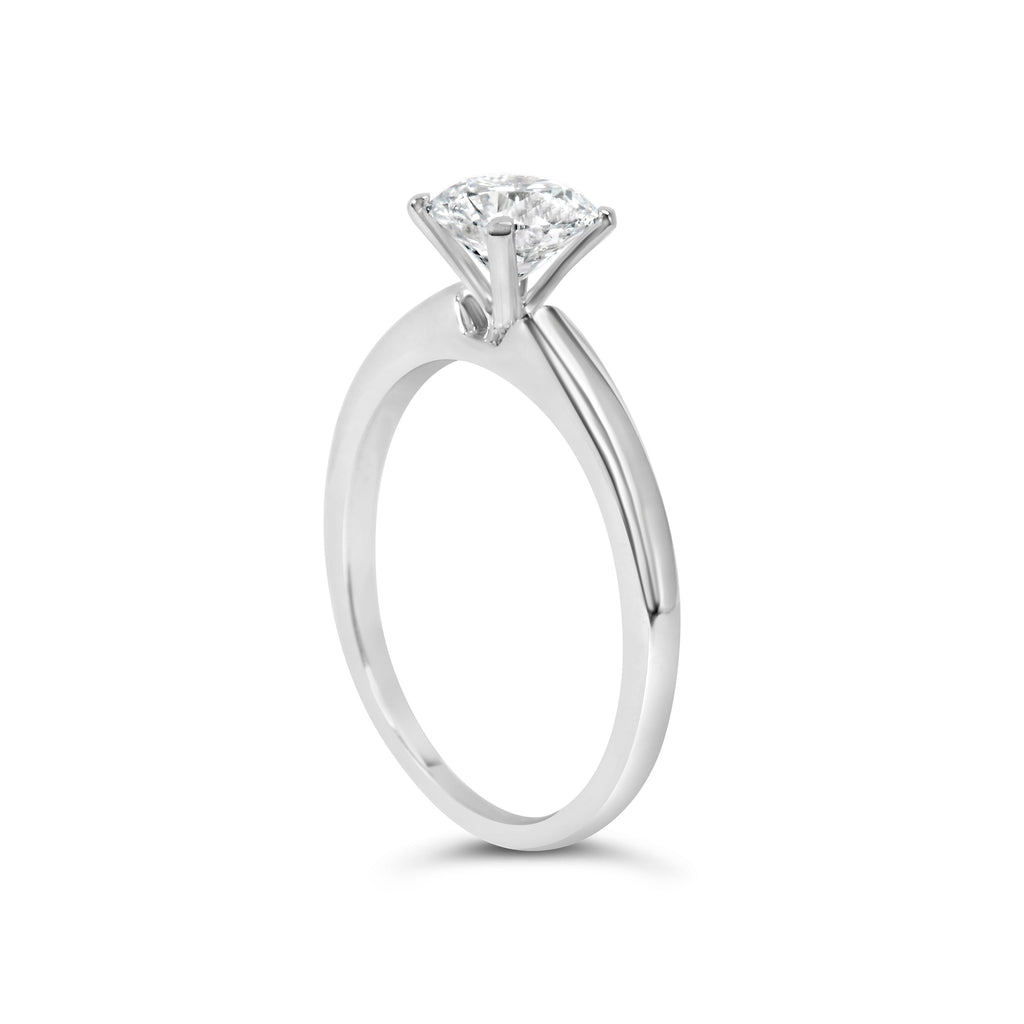 14K White Gold 1.0 Cttw Round Lab Grown Diamond 4 Prong Solitaire Engagement Ring (F-G Color, VS2-SI1 Clarity) - Ring Size 7