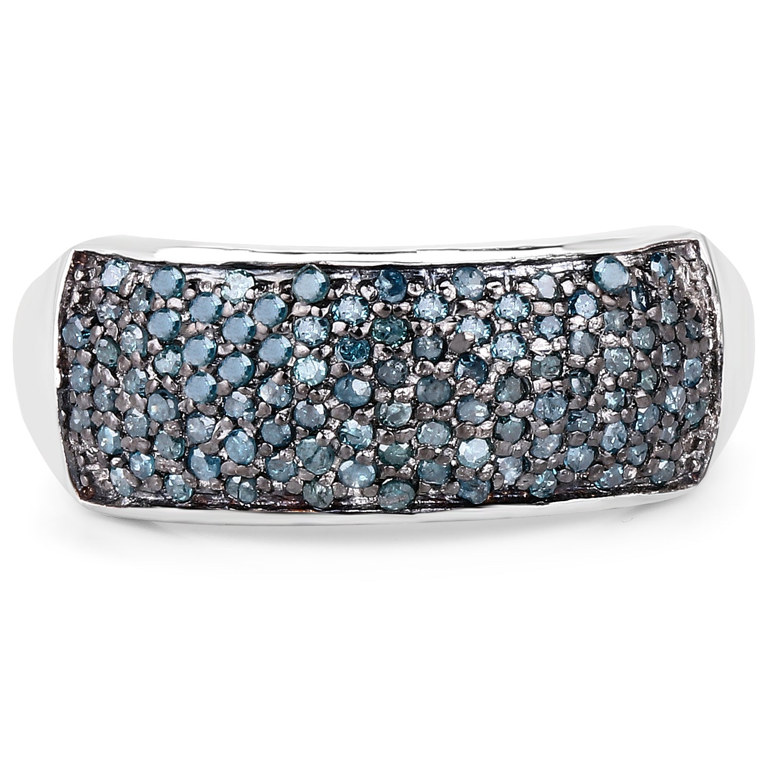 0.42 Carat Genuine Blue Diamond .925 Sterling Silver Ring